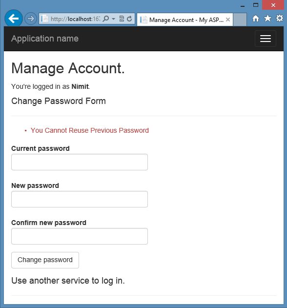 Change Passeord in MVC Application